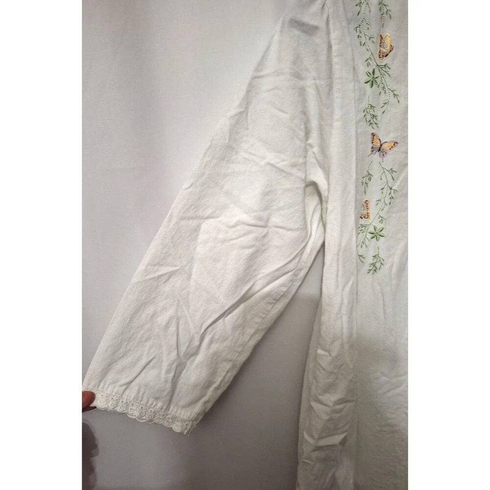 The 1 For U Victorian White Cotton NIght Gown Long Sleeve Sz Medium M UK L EUC